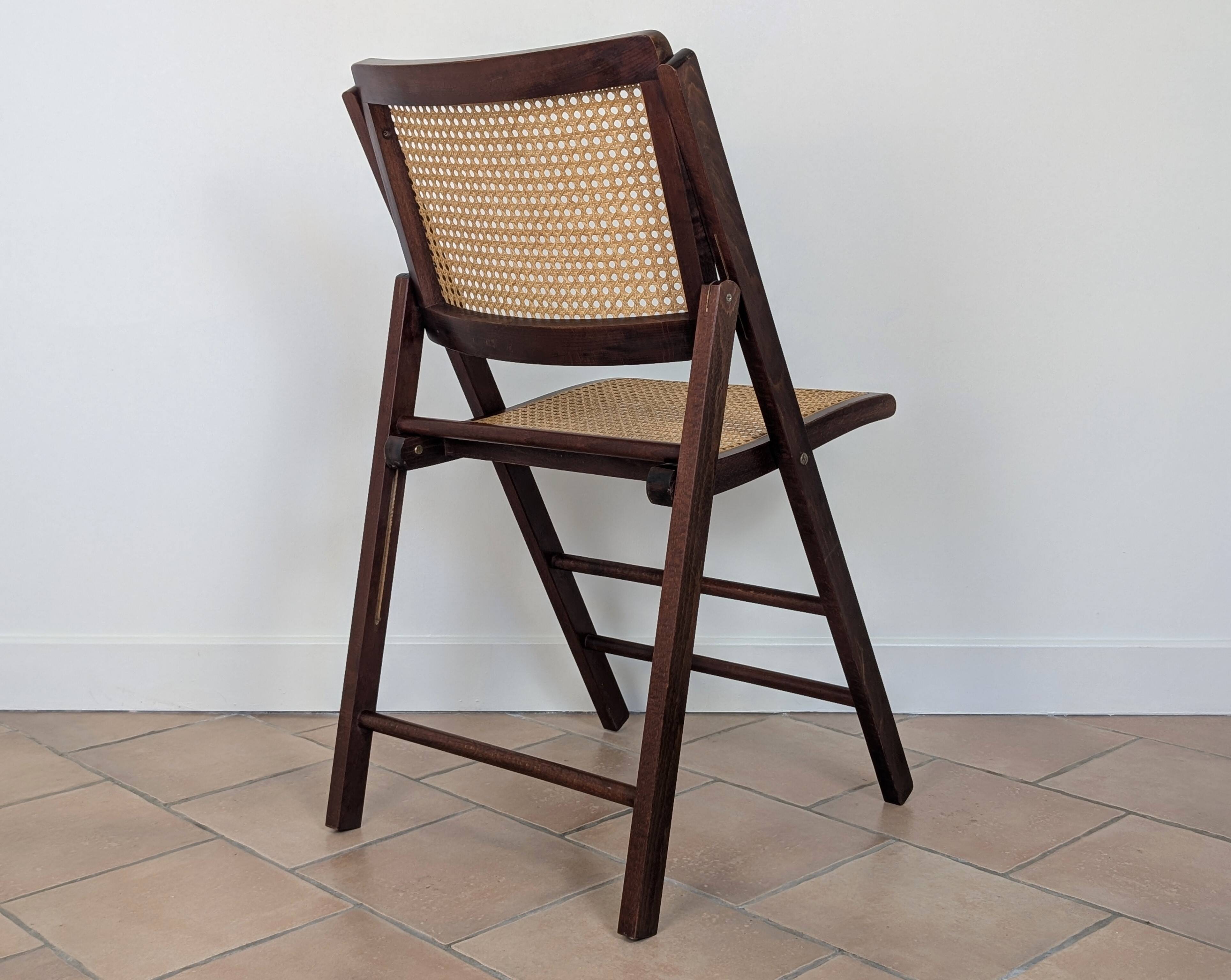 Vintage caned folding chair