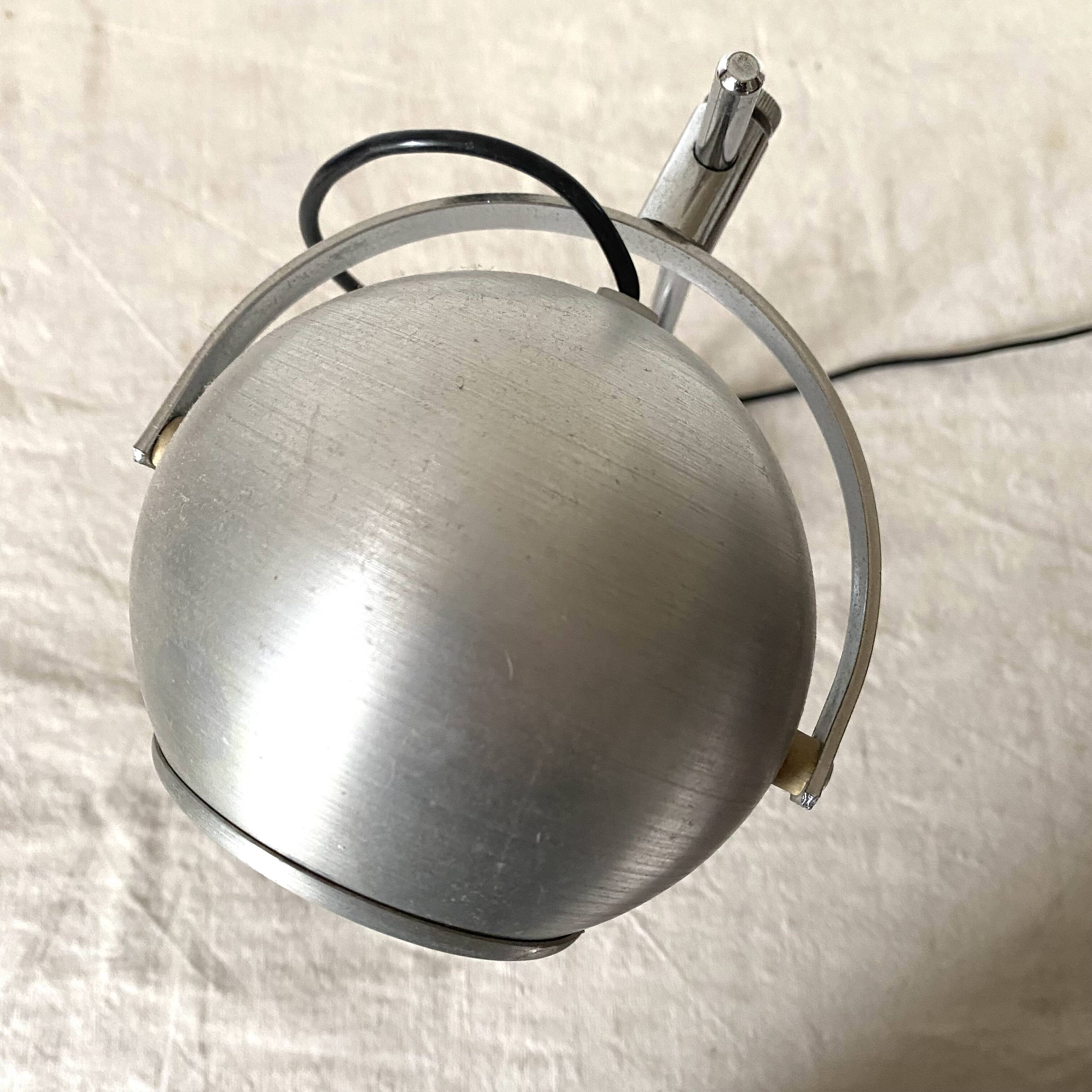 Eye ball lamp space age brushed metal 70s