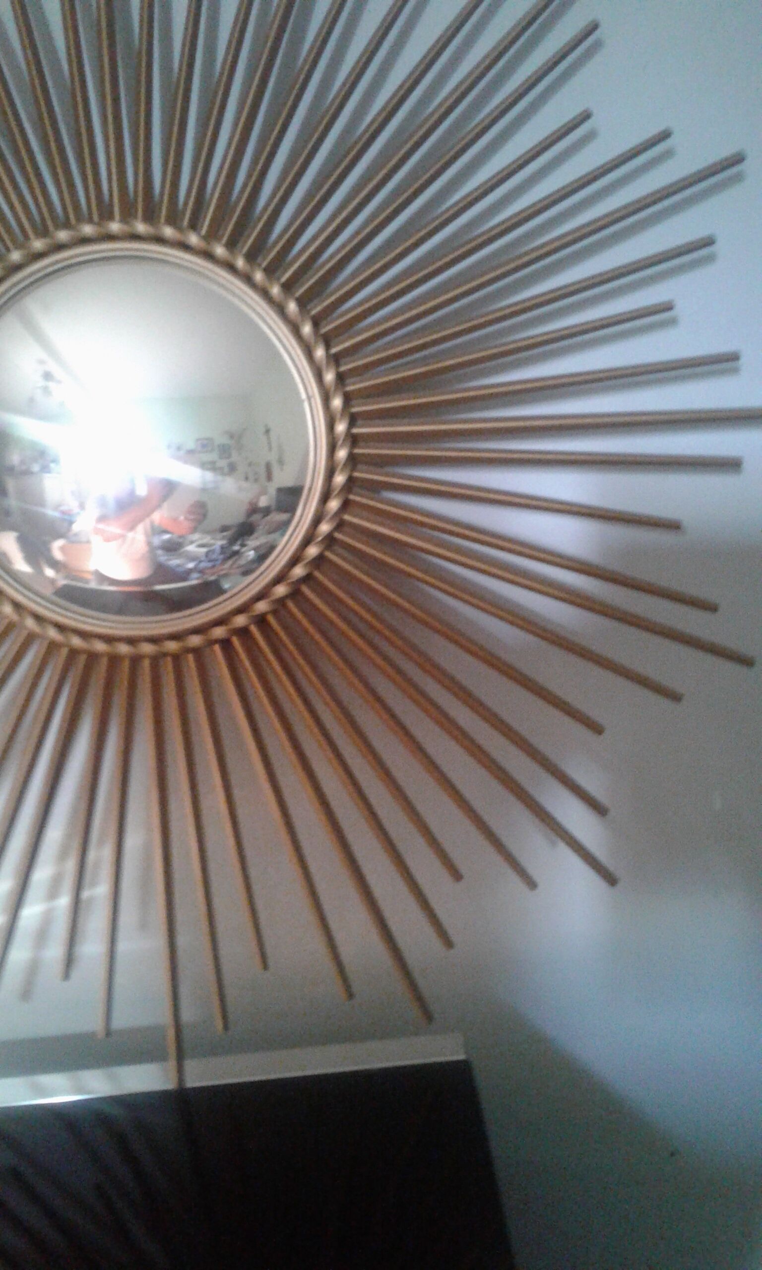 Large brass sun mirror diameter 71 cm