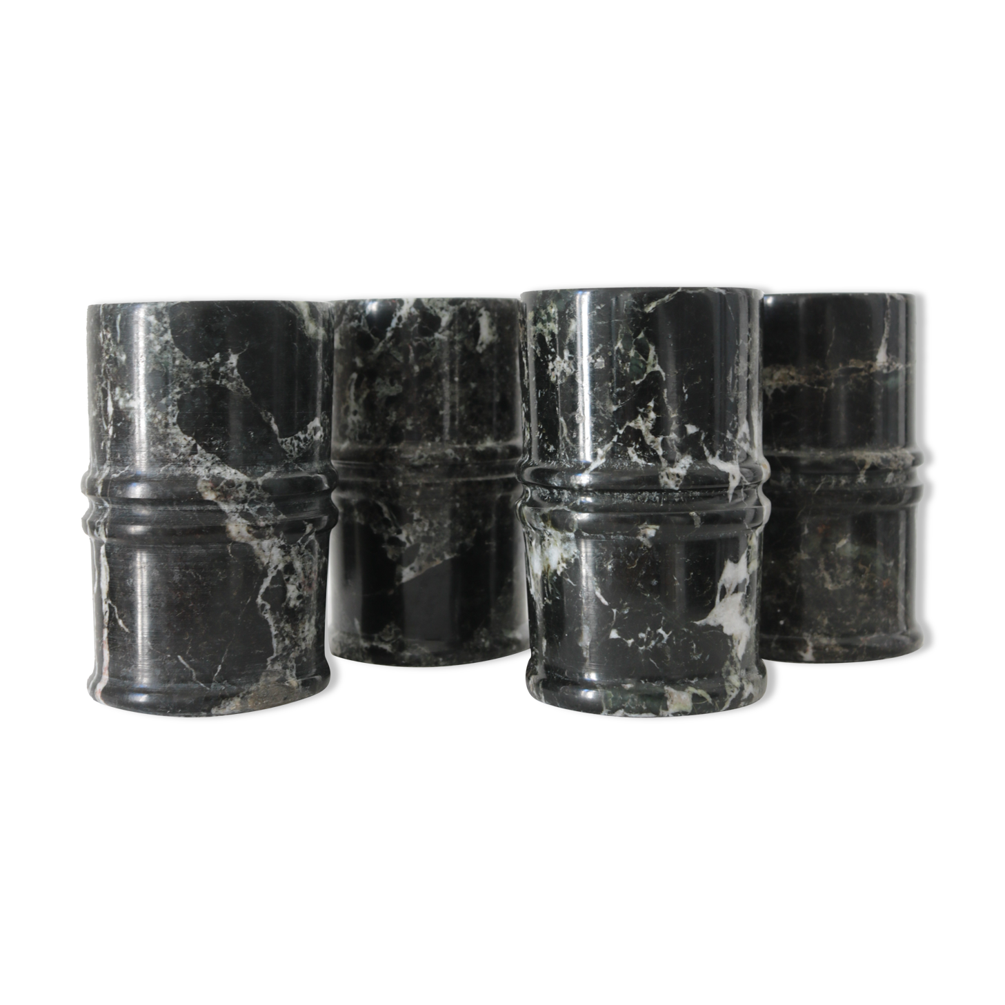 Set of 4 black marble glasses