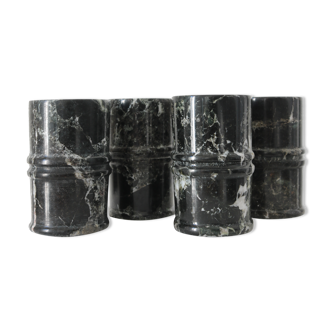 Set of 4 black marble glasses