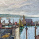The port of Camaret, oil on canvas signed Henry Gaulet
