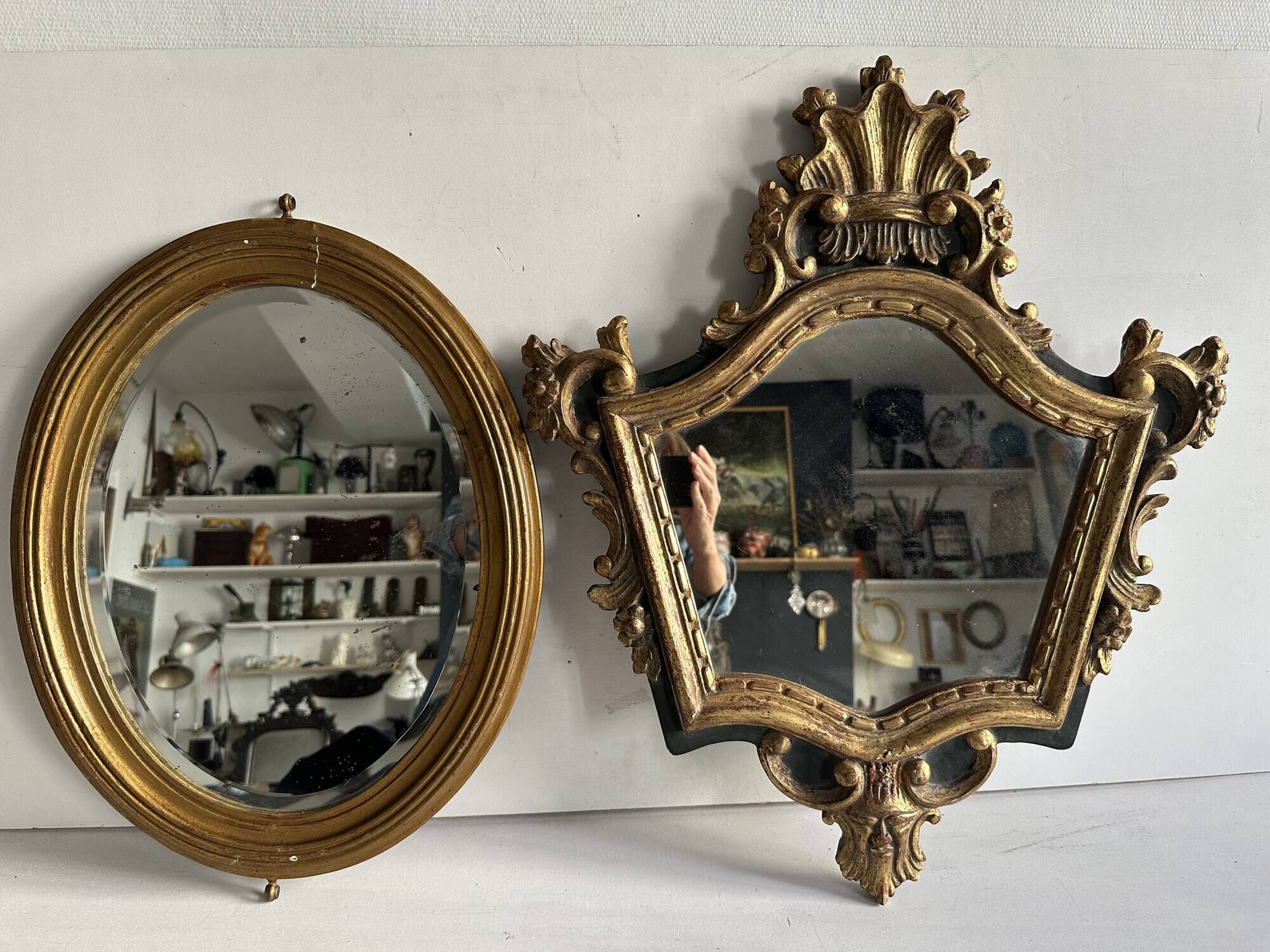 Antique baroque mirror in carved and gilded wood, 19th century