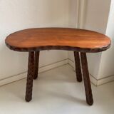 Table and its solid wooden stool of brutalist style popular art