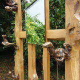 Brutalist coat rack in solid elm