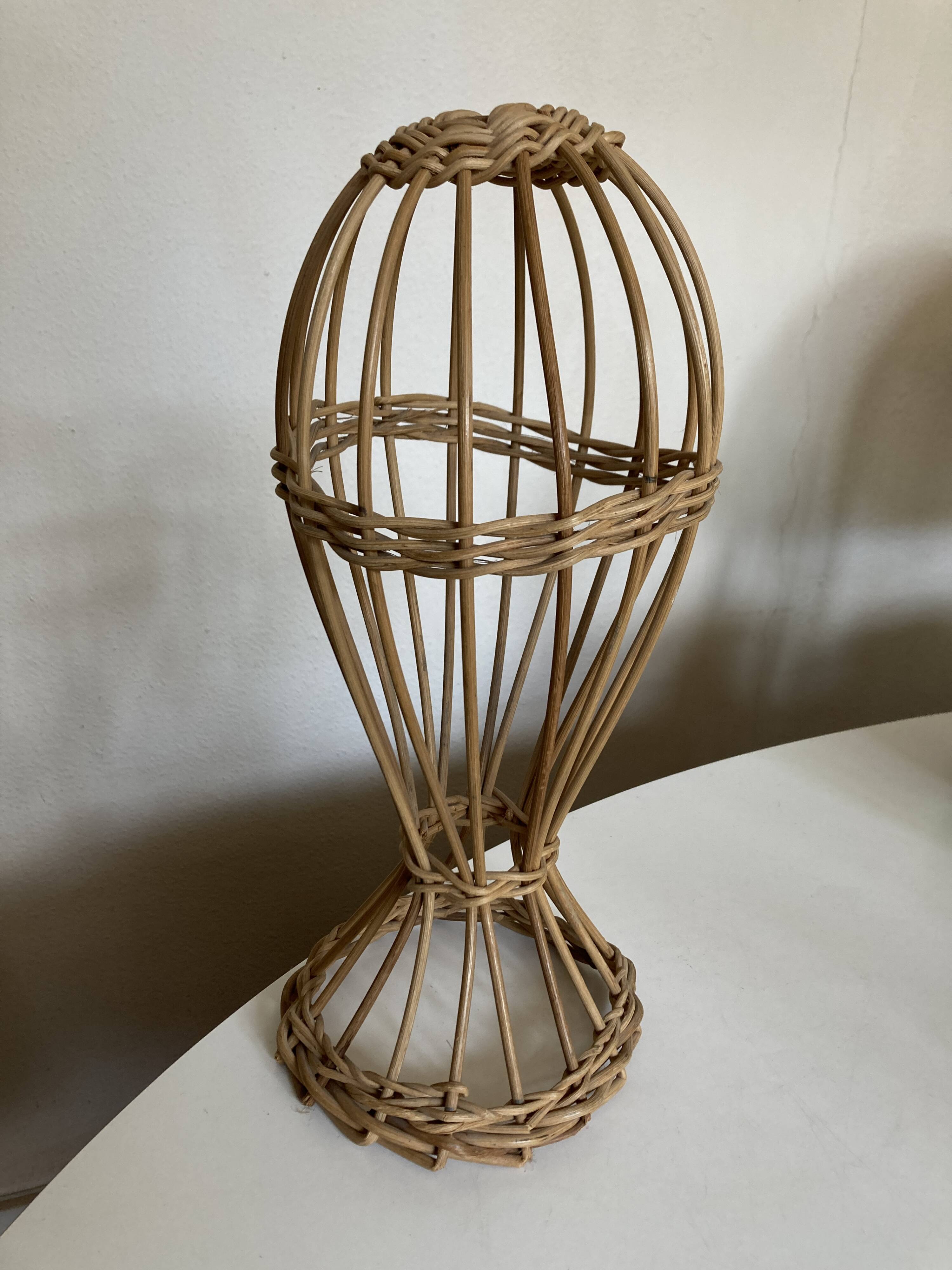 Wicker mannequin hat head