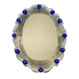 Hand-Carved Venetian Oval Mirror in Murano Glass Style, Early 21st Century