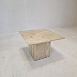 Table basse italienne en travertin, années 1980