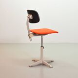 Ahrend De Cirkel Industrial Desk Chair with Orange Fabric Upholstery 1950s