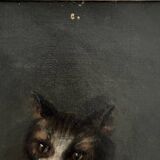 Oil on canvas portrait of a cat signed Henriette Barry 1899