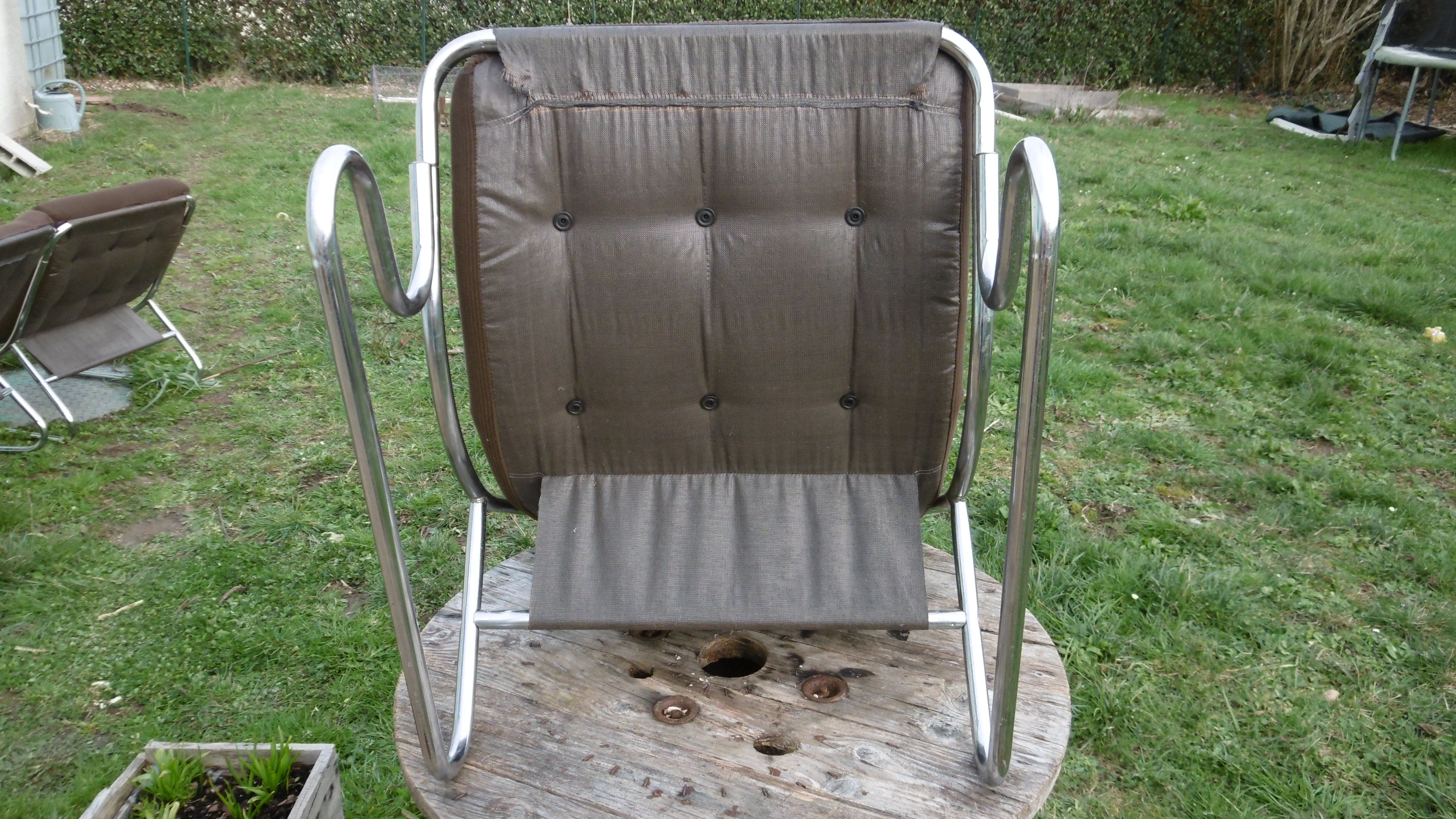 Chair tubular in Brown velvet of the 1970s