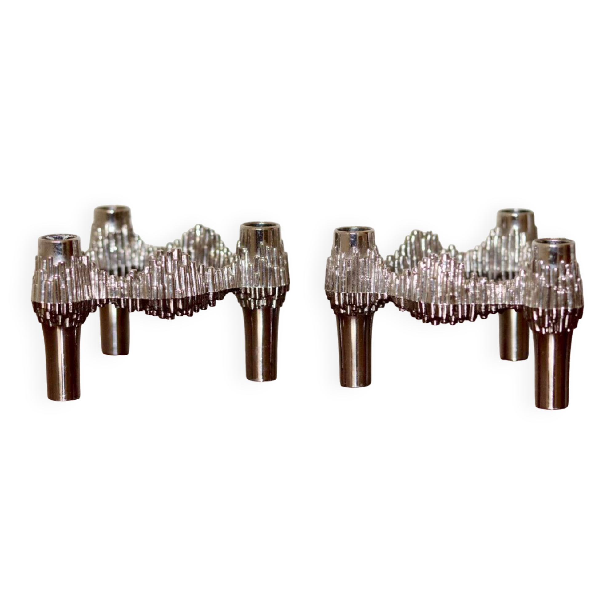 Pair of Vintage Brutalist Style Candle Holder by Stoff Nagel