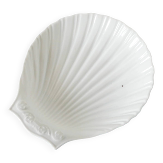Shell-shaped ceramic bowl, white, 1970