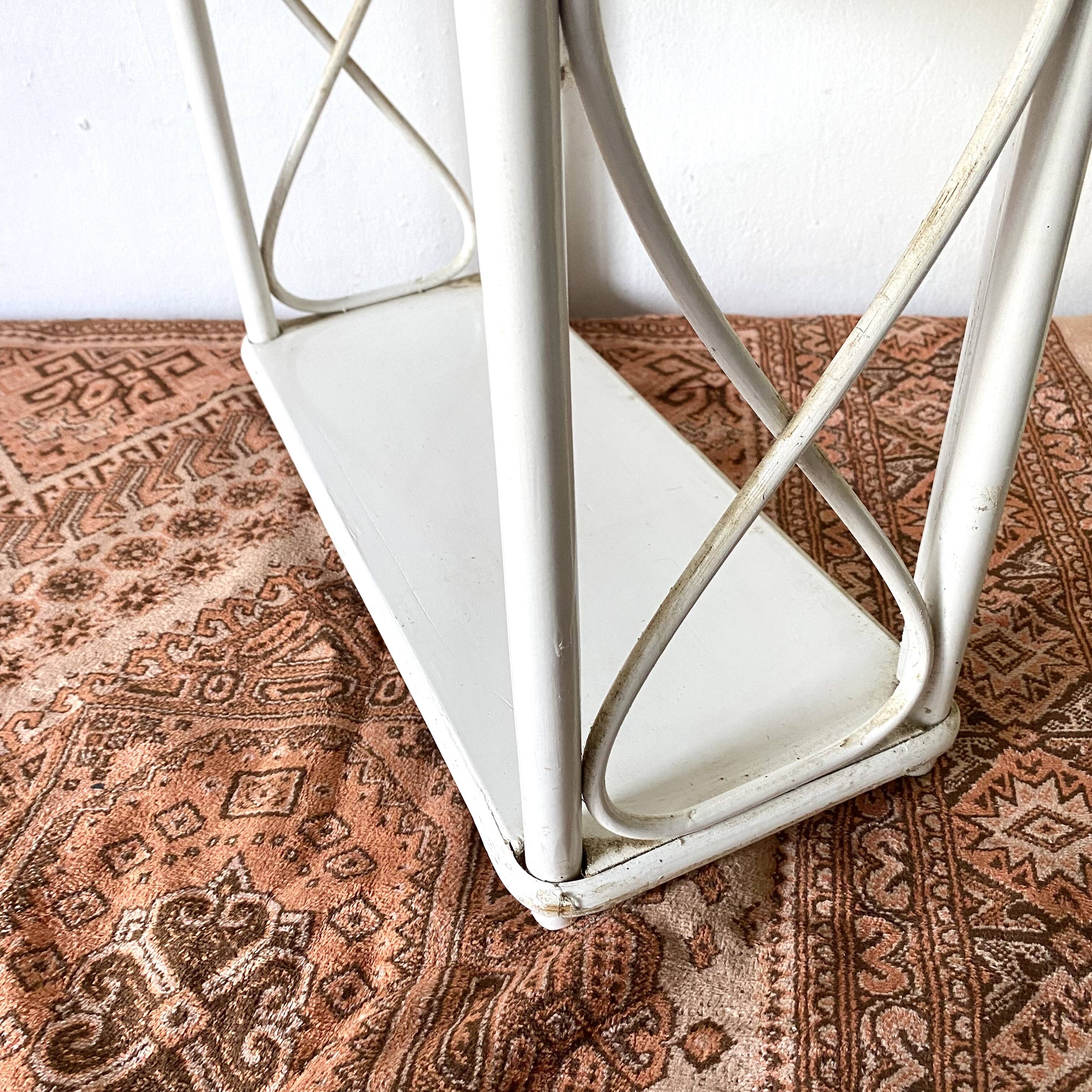 Vintage white lacquered rattan shelf