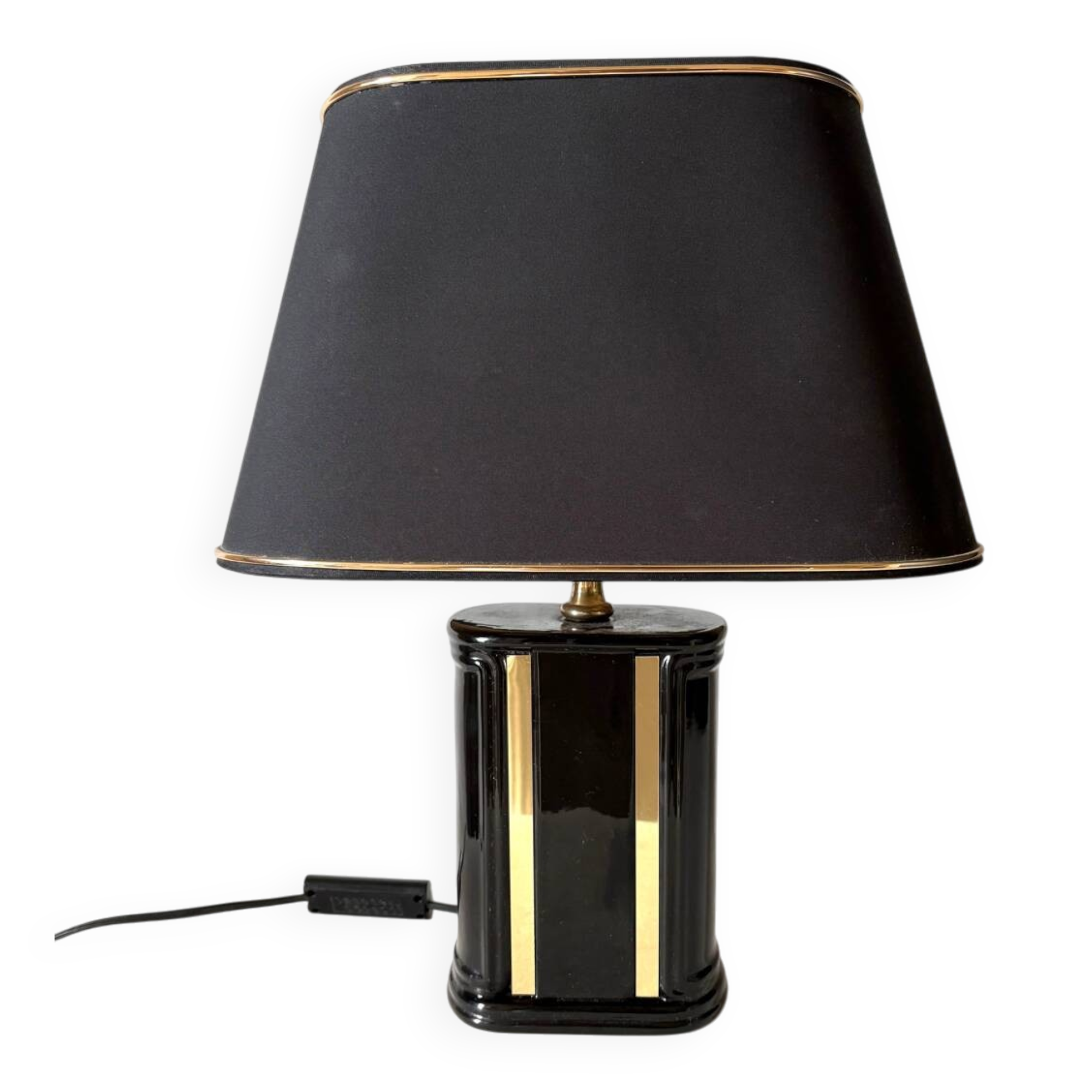 Black ceramic lamp from the 1980s