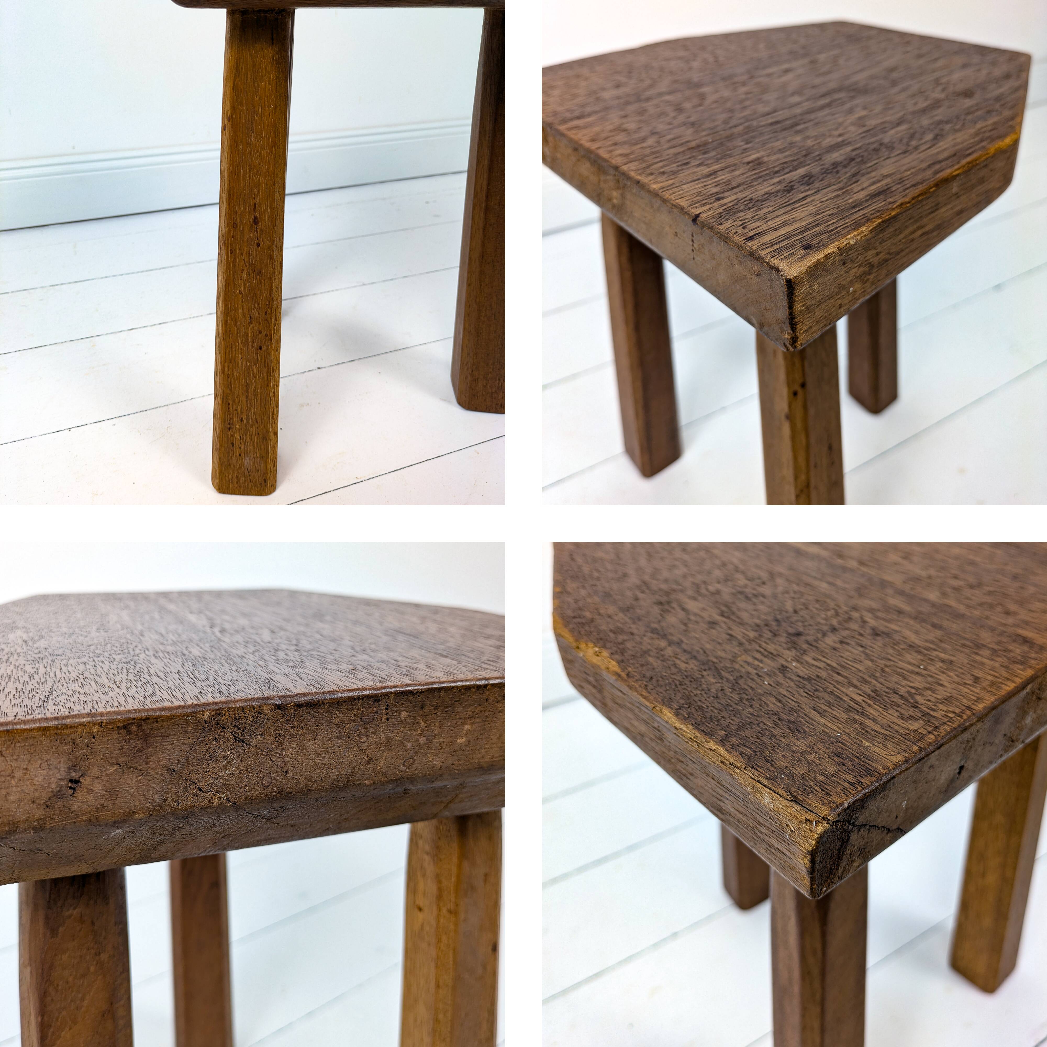 Mid Century Table d'appoint Pouf à fleurs Banque de fleurs Vintage Bois massif Table de chevet Table