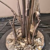 Desk lamp in marble and metal plated silver cigne decorated signed by agudo,