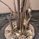 Desk lamp in marble and metal plated silver cigne decorated signed by agudo,