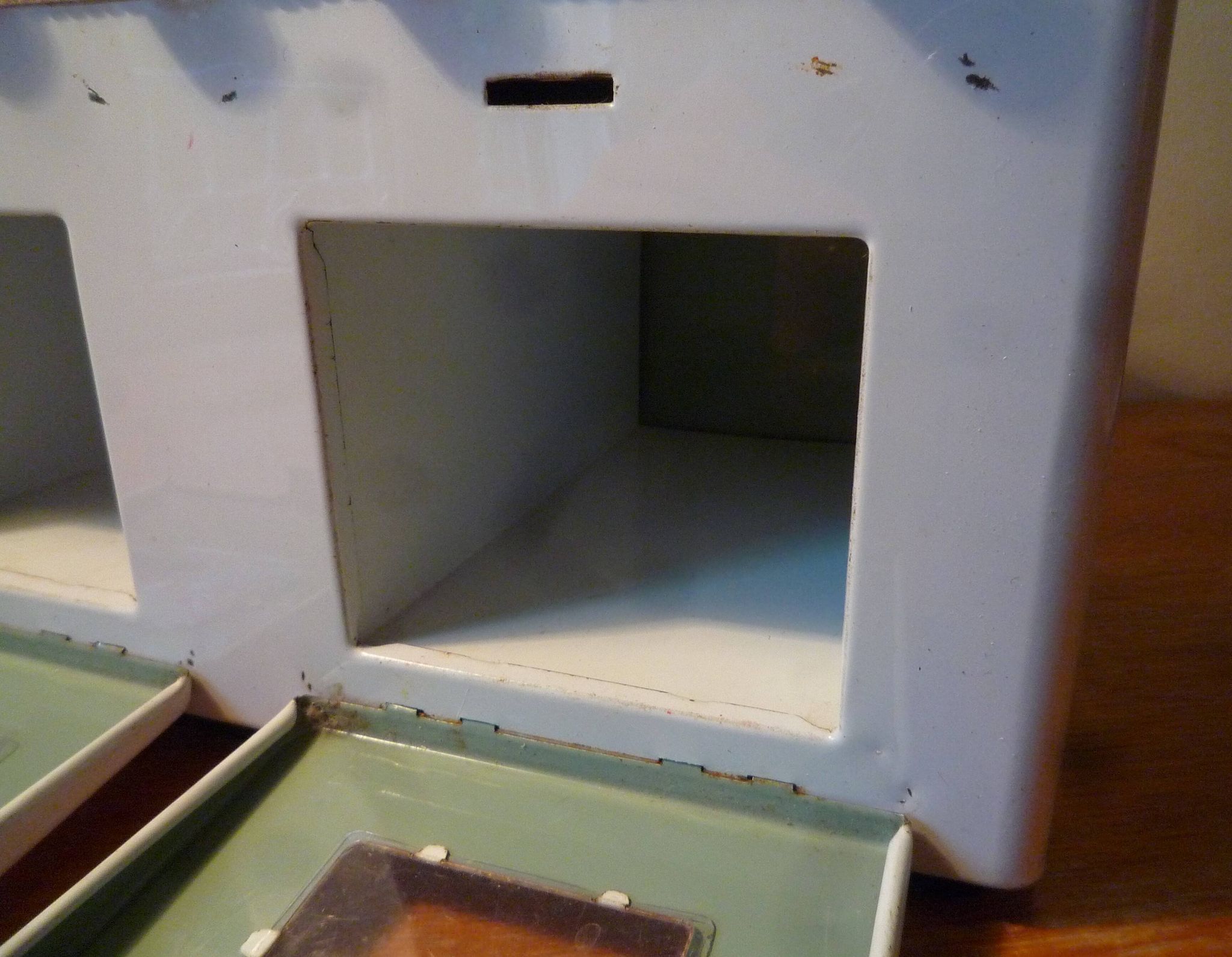 Small metal stove, vintage toy 1950s