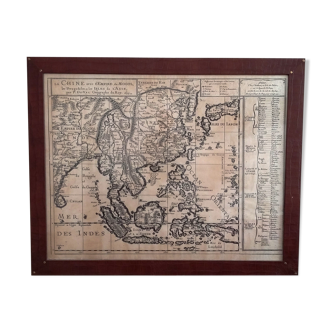 Map Asia (17th century) with exotic leather frame