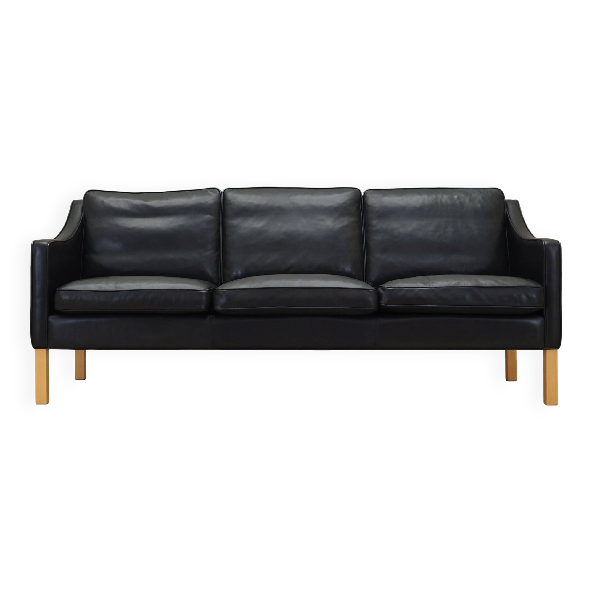 Canapé en cuir noir, design danois, années 1970, fabrication : Hurup Møbelfabrik