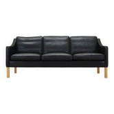 Canapé en cuir noir, design danois, années 1970, fabrication : Hurup Møbelfabrik