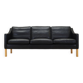 Black leather sofa, Danish design, 1970s, manufacture: Hurup Møbelfabrik