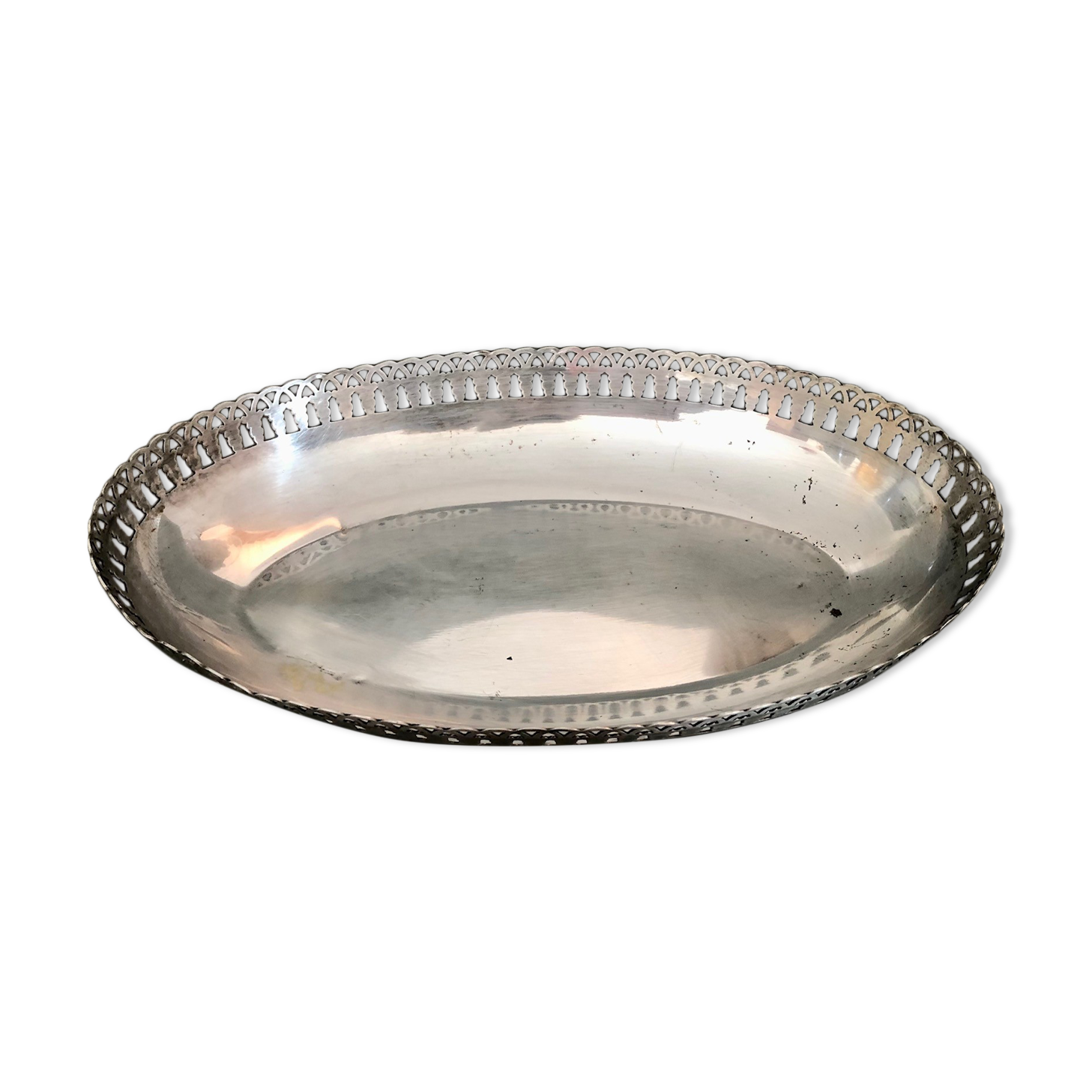 Oval bread basket, silver metal