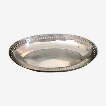 Oval bread basket, silver metal