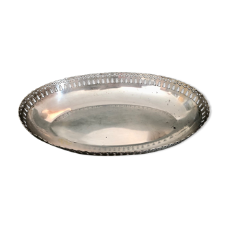 Oval bread basket, silver metal