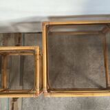 Duo of vintage rattan coffee tables from the 60s-70s