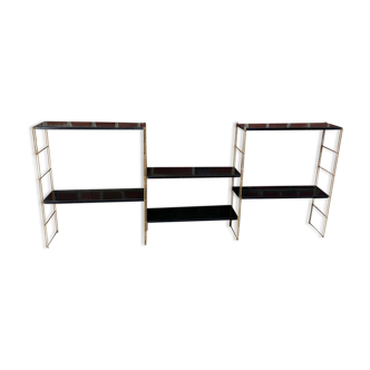 Black and gold metal string shelf - vintage 1960