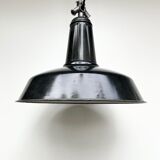 Lampe suspension tôle émaillée de couleur noire émail blanc à l'intérieur ø42cm