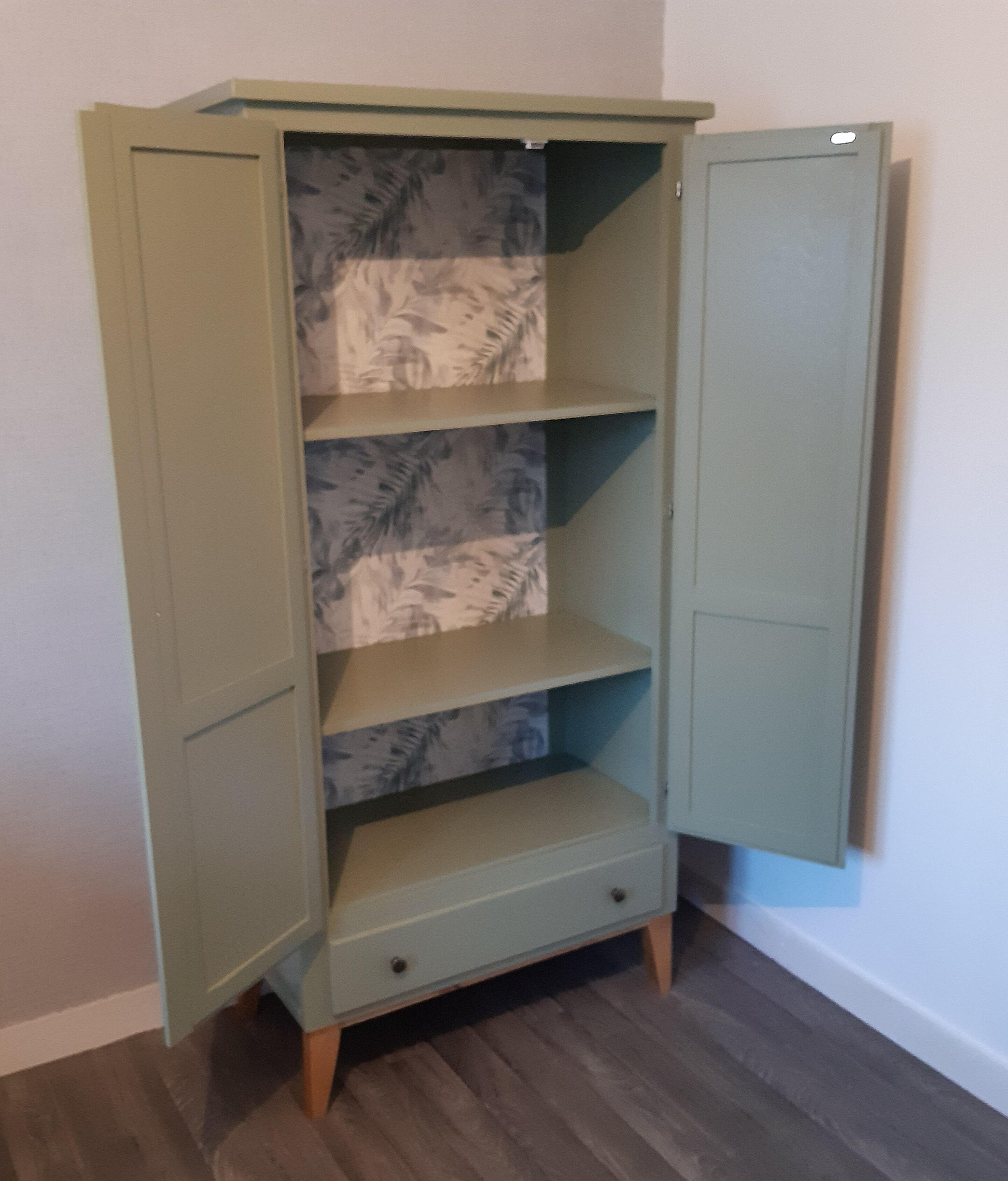 Scandinavian forest green wardrobe