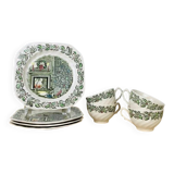 4 dessert plates and cups Merry Christmas Johnson Bros