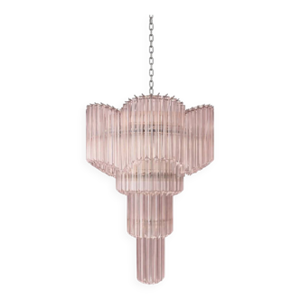 "Décò-Inspired Italian Murano Glass Sputnik Chandelier – Pink ‘Quadriedro S"