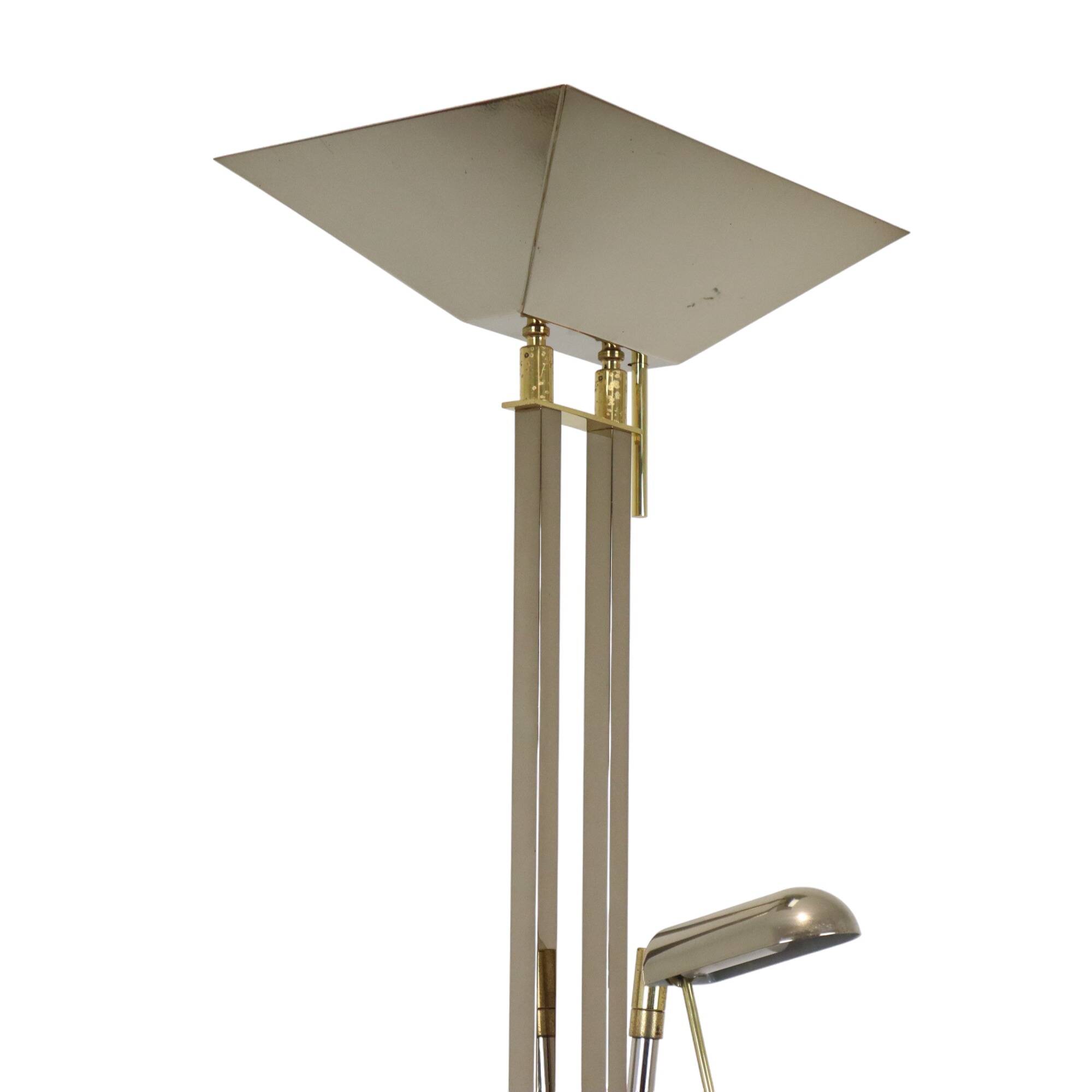 Lampadaire Vintage Deknudt Willy Rizzo Laiton Faisceau Bas Hollywood Regency Années 1970