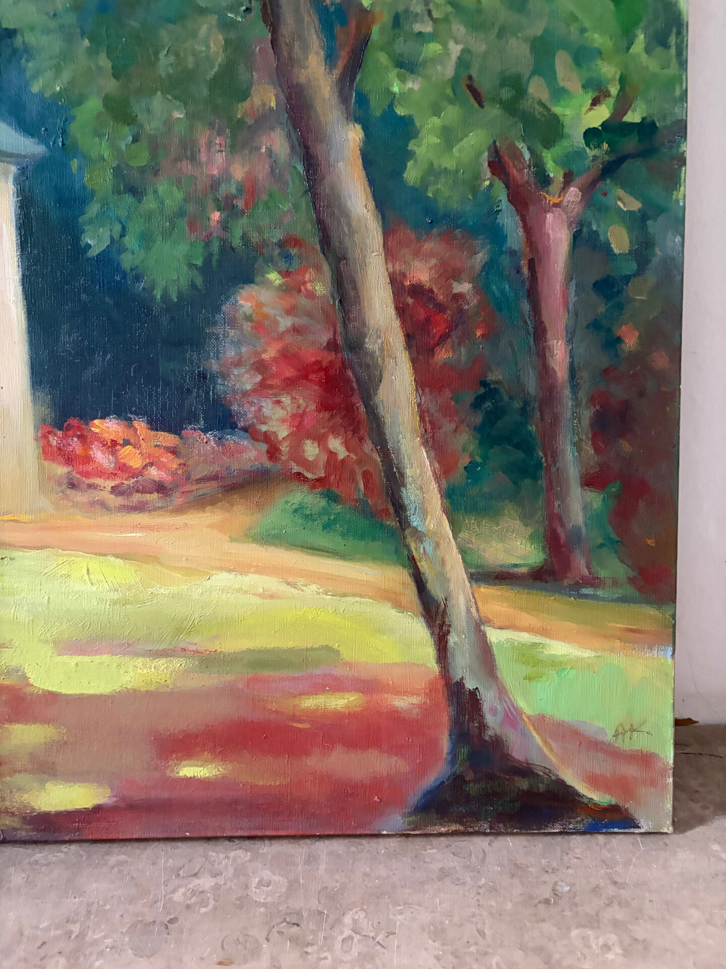 The house in the woods, oil on canvas.