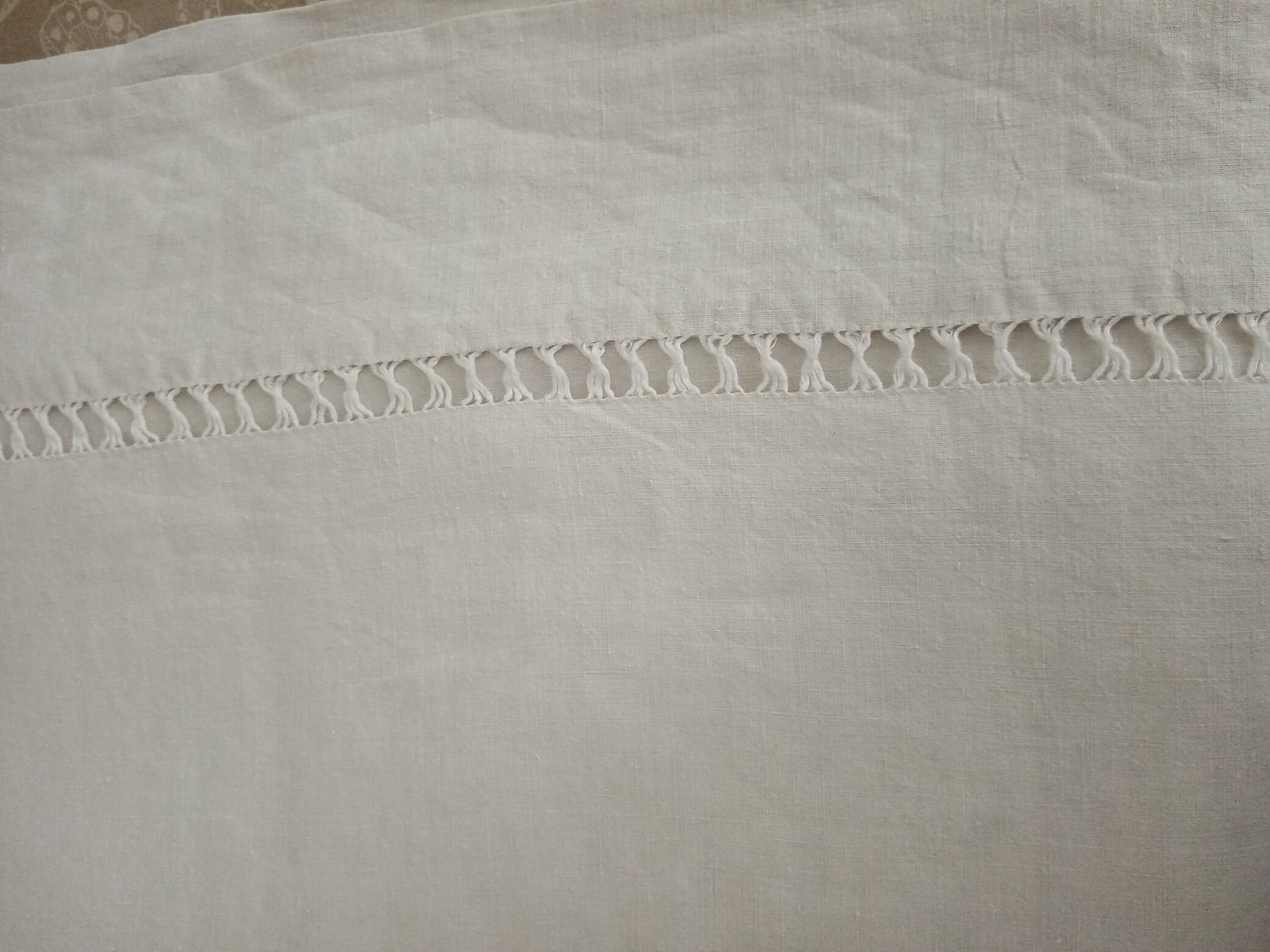 Soft linen sheet Old Embroidered Monogram GL Art deco border day