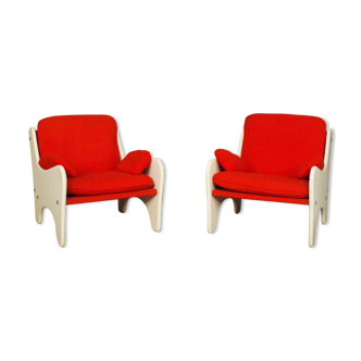 Red armchairs from the 70s