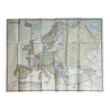 Very large map 93x73: Physical and Political Europe, printed by L