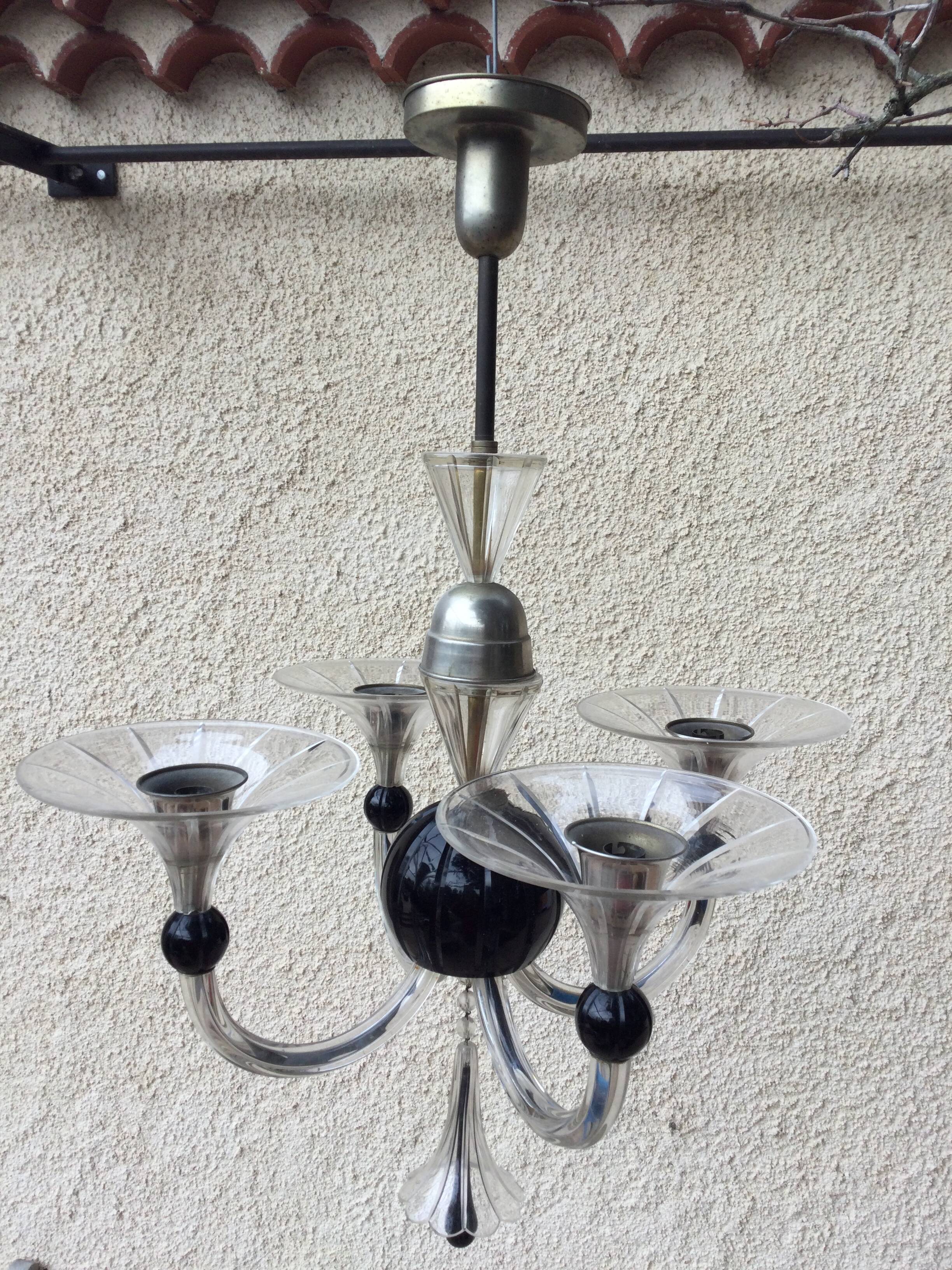 Murano glass art deco chandelier