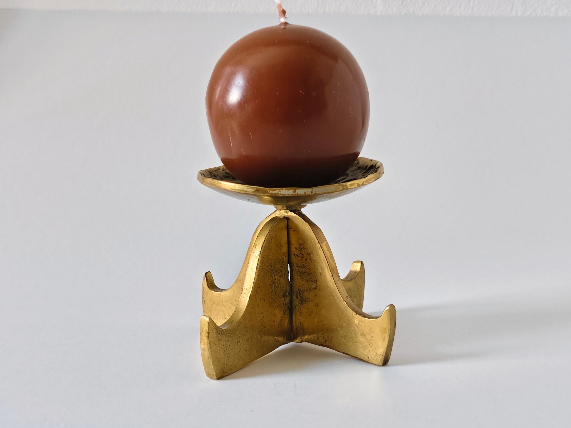 Brutalist vintage brass candlestick