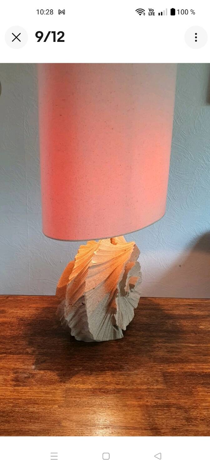 Large 1980s natural stone sculpture lamp.