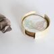 Set of 6 coasters in mother-of-pearl, brass and cork, vintage