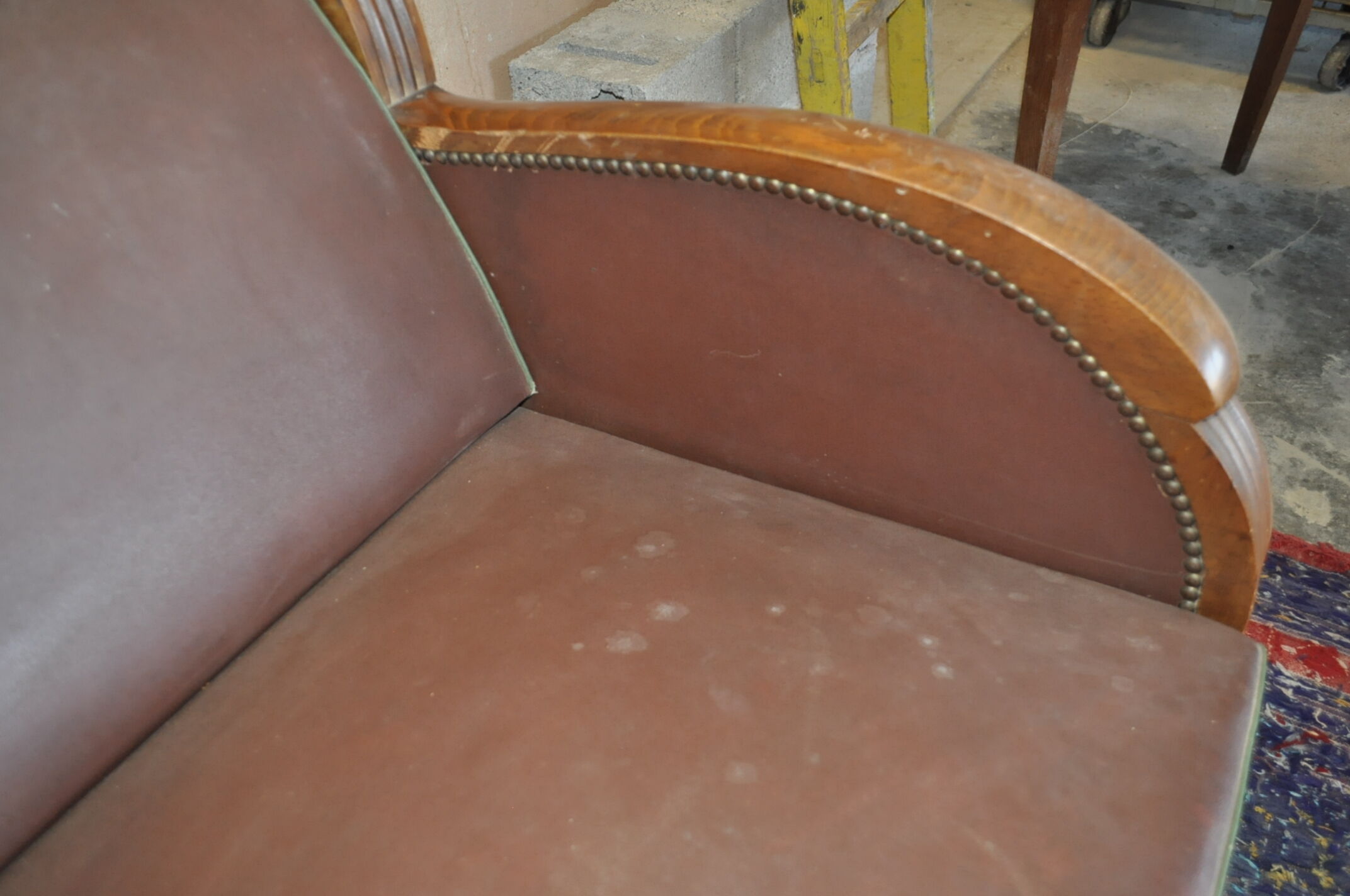 Sofa bed 50s brown skai