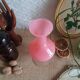 Pink opaline soliflore vase and vintage transparent foot