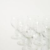 Set of 9 liqueur glasses with engraved crystal stems, Art Nouveau 1910