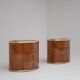 Vintage burlwood and brass nightstands, 1970s