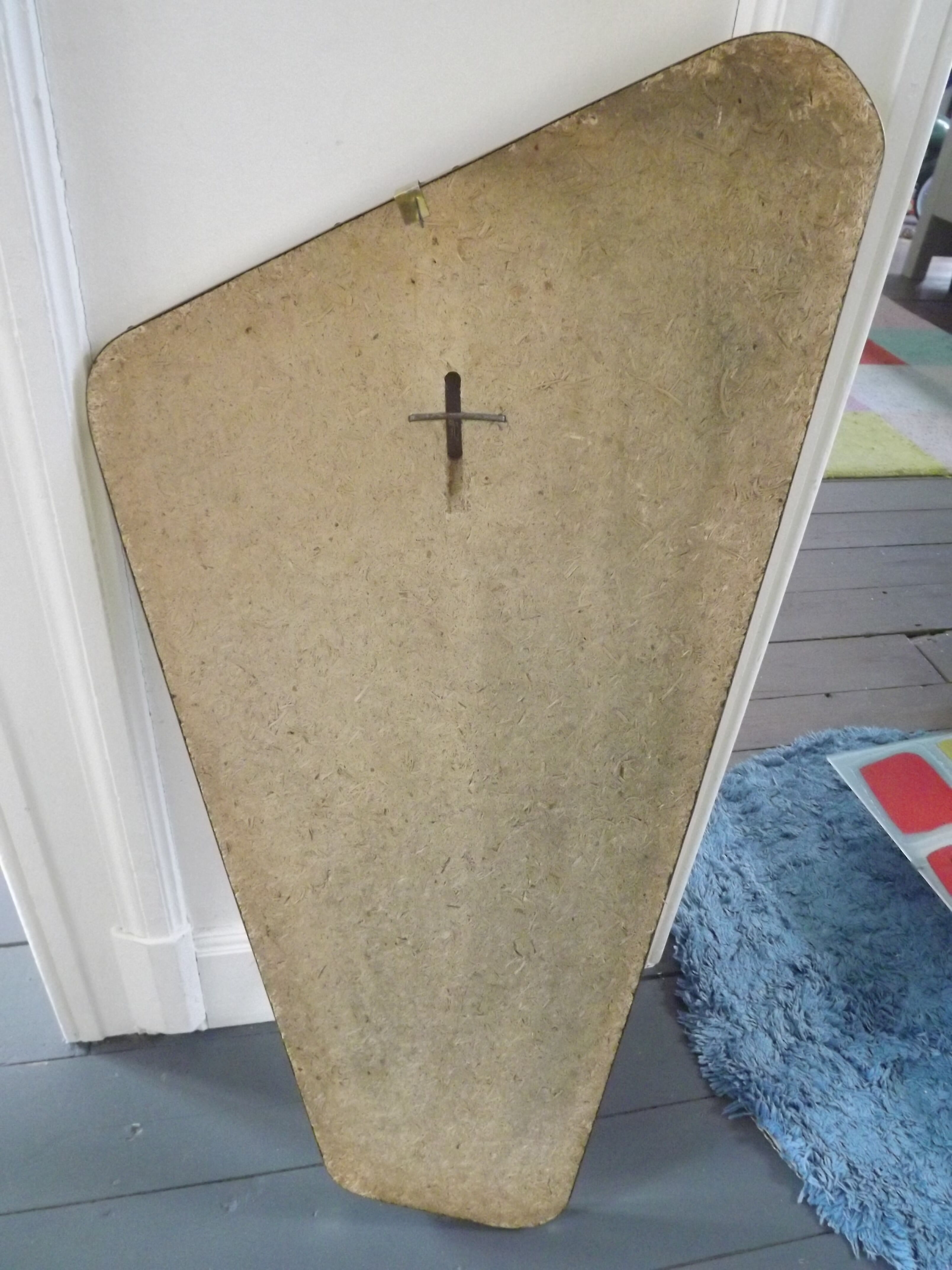 Vintage mirror 60s gold metal Scandinavian style 36x78cm